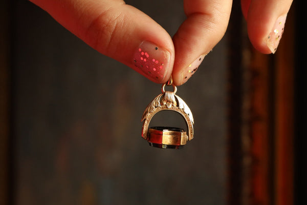 Victorian Spinner Pocket Watch Fob Swivel, Lucky Horseshoe Charm Pendant
