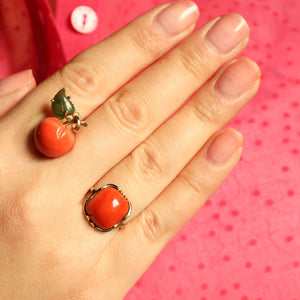 Vintage 14k Gold Ring with Coral
