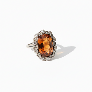 Vintage Citrine Ring with Madeira Citrine: 18k Gold