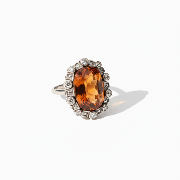 Vintage Citrine Ring with Madeira Citrine: 18k Gold