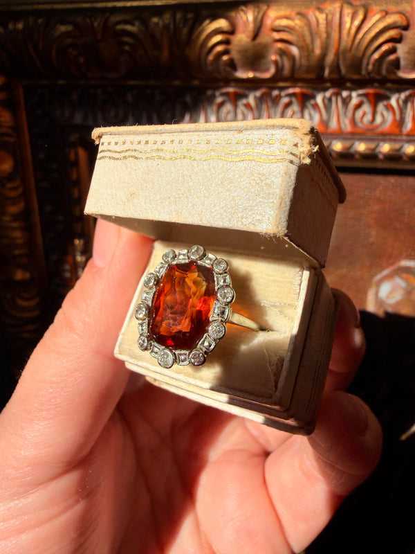 Vintage Citrine Ring with Madeira Citrine: 18k Gold
