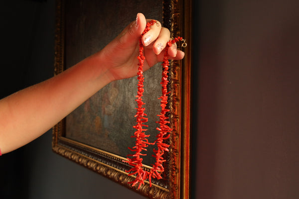 Vintage Raw Coral Branch Necklace 18 Inches