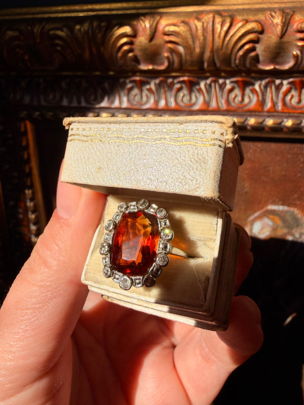 Vintage Citrine Ring with Madeira Citrine: 18k Gold