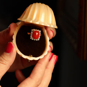 Vintage Gold Ring with Sicilian Coral and Diamonds