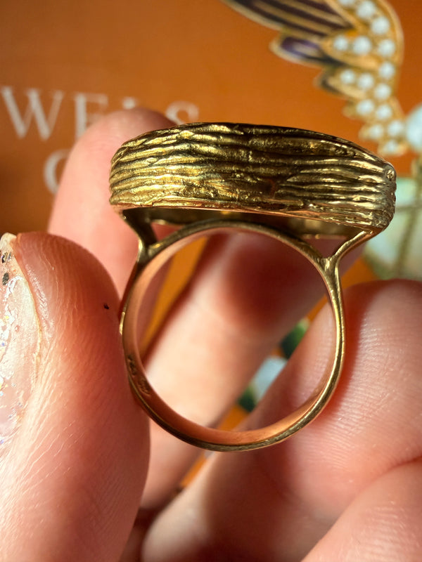 Vintage Green Chalcedony Ring: Solid 18k Gold Chrysoprase Jewelry
