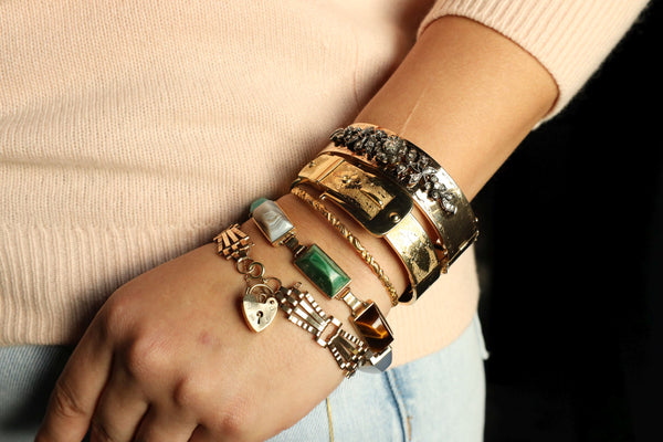 Vintage Heart Padlock Bracelet - British Vintage, Solid 9k Gold