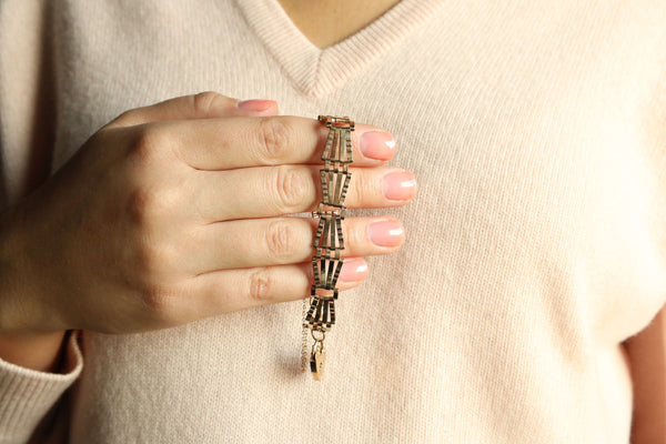 Vintage Heart Padlock Bracelet - British Vintage, Solid 9k Gold