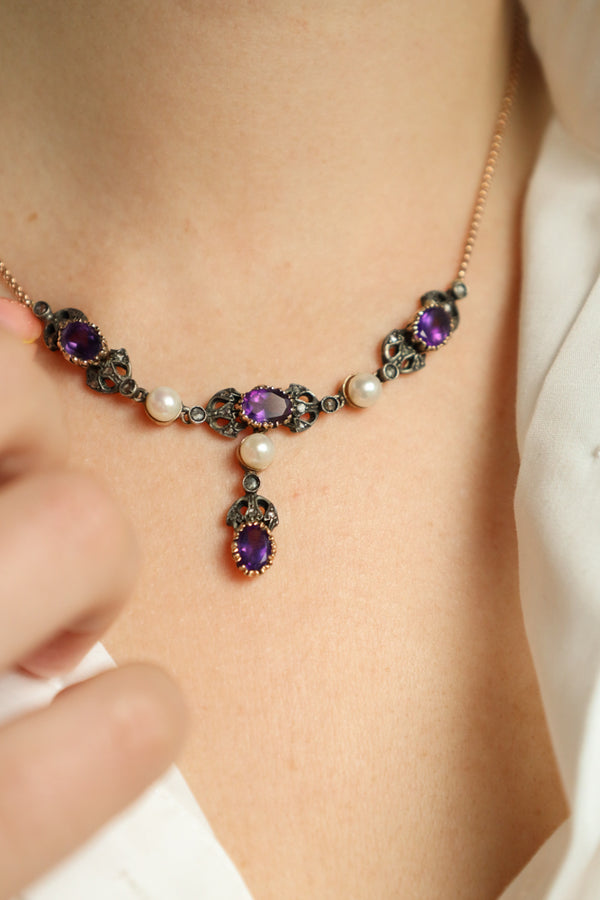 Vintage_Lavalier_Necklace_Rose_Cut_Diamonds