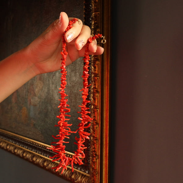 Vintage Raw Coral Branch Necklace 18 Inches