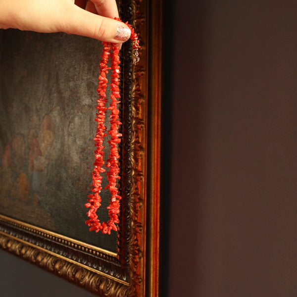 Vintage Raw Coral Necklace 18 Inches