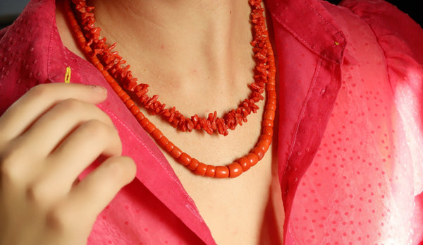 Vintage Raw Coral Necklace 18 Inches