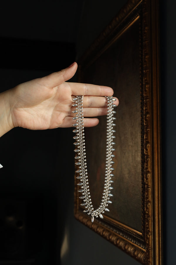 Vintage Silver Fringe Necklace, Danish 1960s Designer Jewelry - Modern Silver