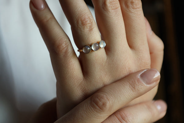 Vintage Three Stone Moonstone Ring