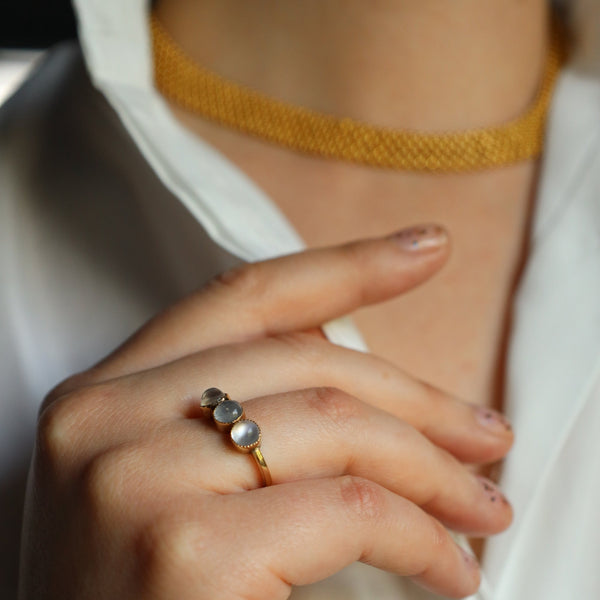 Vintage Three Stone Moonstone Ring