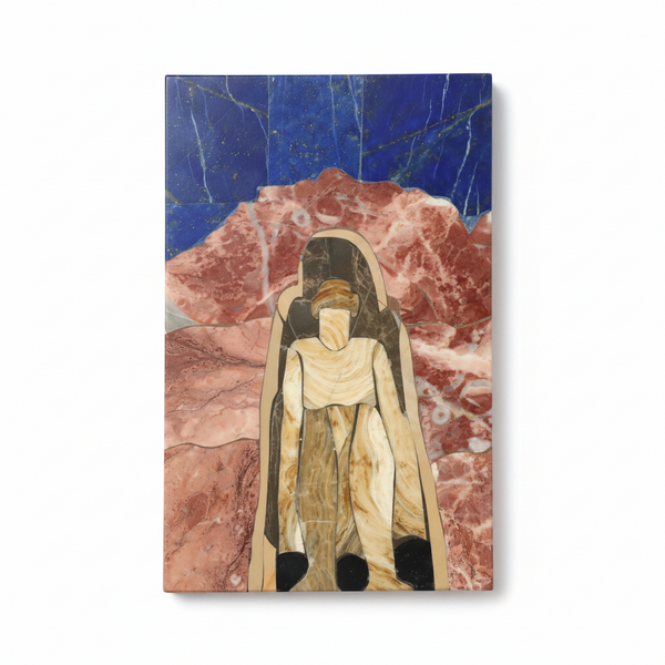 Vintage Trinket Jewelry Box with Pink Marble and Lapis Lazuli Inlay