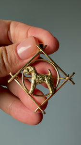 Terrier Charm Pendant, Animal Lapel Pin in Solid 14k Gold