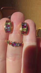 Mid Century Modern Multi Gemstone Earrings by STERN