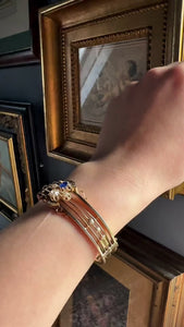 Art Nouveau Cuff Bracelet with Sapphire and Old Cut Diamonds