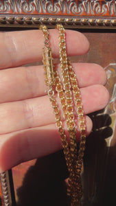 18k Yellow Gold Antique Georgian Fancy Link Chain Necklace with Tube Lock