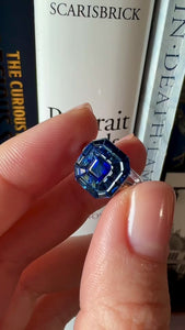 Art Deco Style Engagement Ring with Calibrated Sapphires