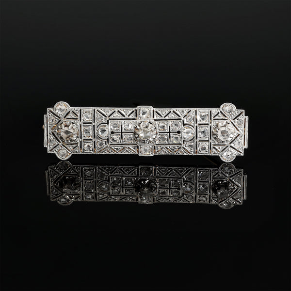 Antique Platinum 3.6CT Rose Cut Diamond Brooch - Pretty Different Shop