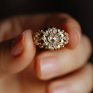 Vintage Rose Cut Diamond Lotus Flower Ring