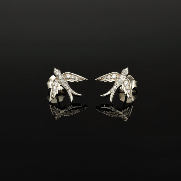 Artisan Swallow Flying Birds Stud Earrings - Pretty Different Shop