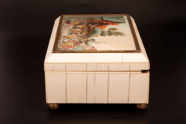 Antique Victorian Antique Jewelry Box with Oil Painting - Pretty Different Shop