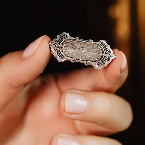 Antique Diamond Camphor Glass Brooch
