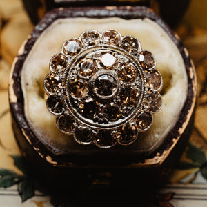 Antique Brown Diamond Cluster Engagement Ring - Pretty Different Shop