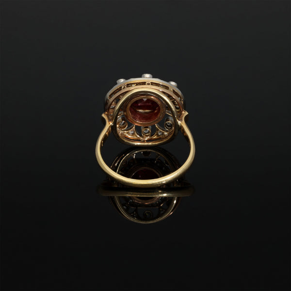 Antique Edwardian Platinum Diamond and Natural Ruby Ring - Pretty Different Shop