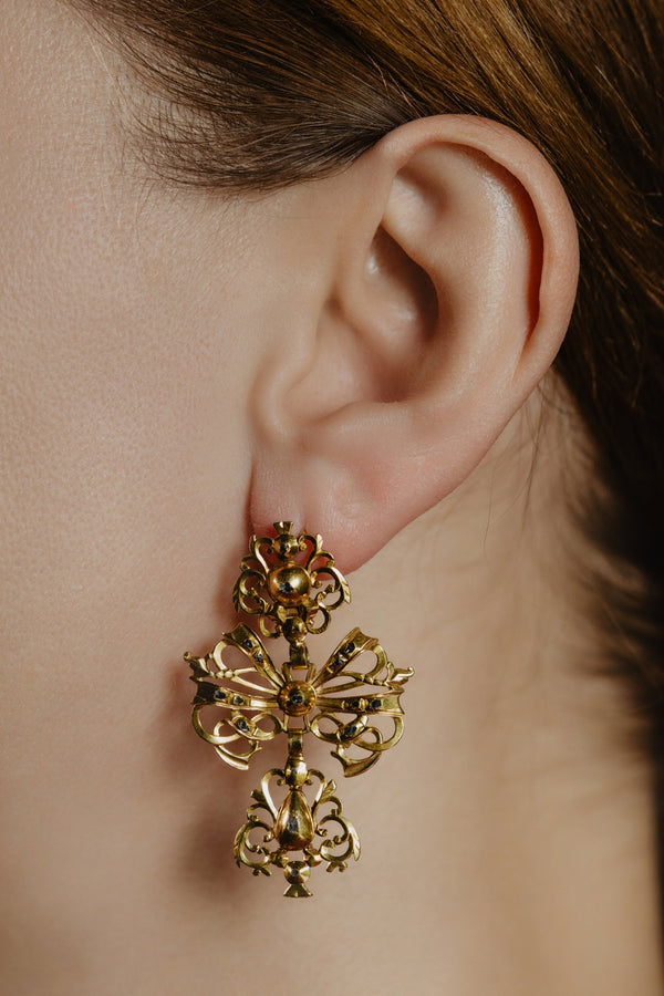 Antique Iberian Diamond Rococo Style Earrings, circa 1700s - Pretty Different Shop