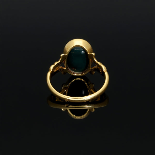 Antique Intaglio Signet Seal Ring with Faith Symbol: Cross Dove and Snake - Pretty Different Shop