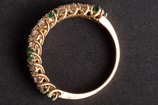 Half Eternity Vintage Diamond and Emerald Ring - Pretty Different Shop
