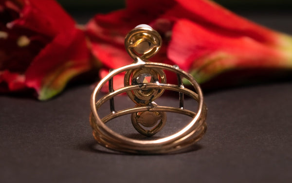 Vintage 0.25ct Rose Cut Diamond Corsage Ring - Pretty Different Shop
