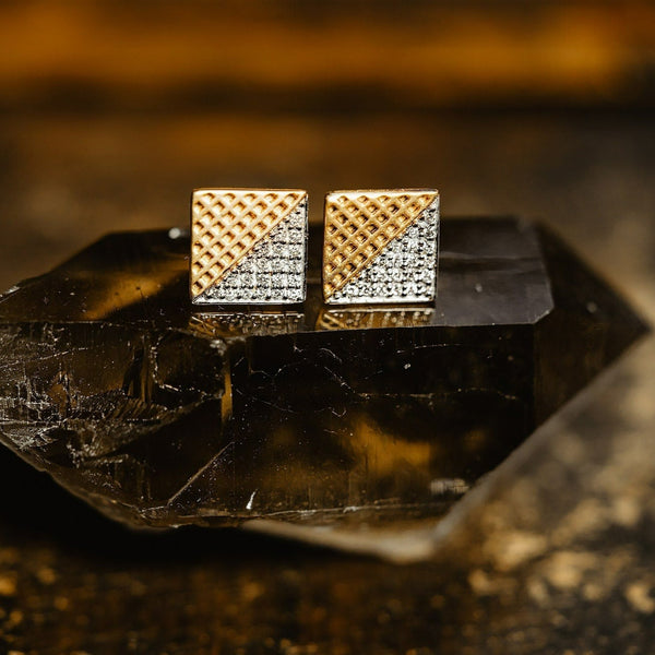 Unisex Geometric Diamond Chess Board Stud Earrings