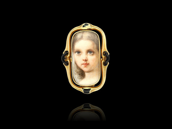 Antique French Portrait Miniature Ring - Pretty Different Shop