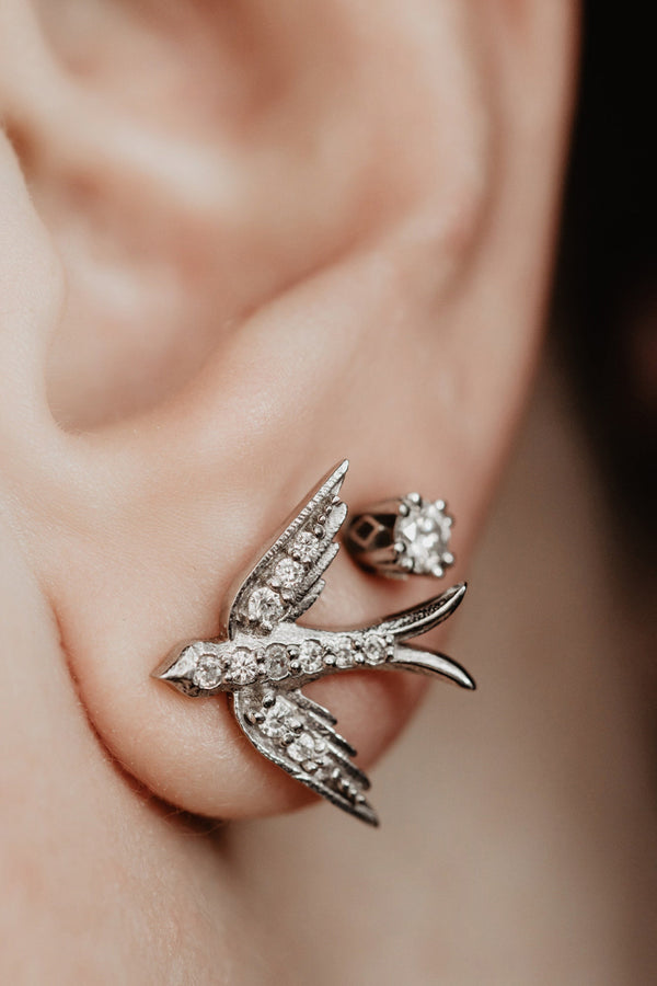 Artisan Swallow Flying Birds Stud Earrings - Pretty Different Shop