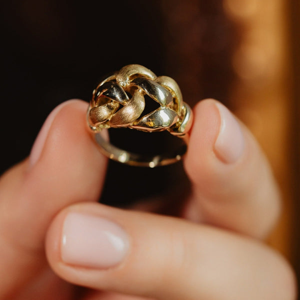 Vintage Woven Gold Basket Ring