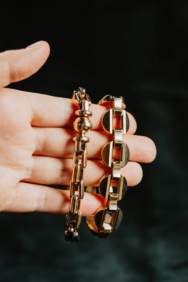 Vintage Unisex 18k Gold Geometric Chain Link Bracelet - Pretty Different Shop