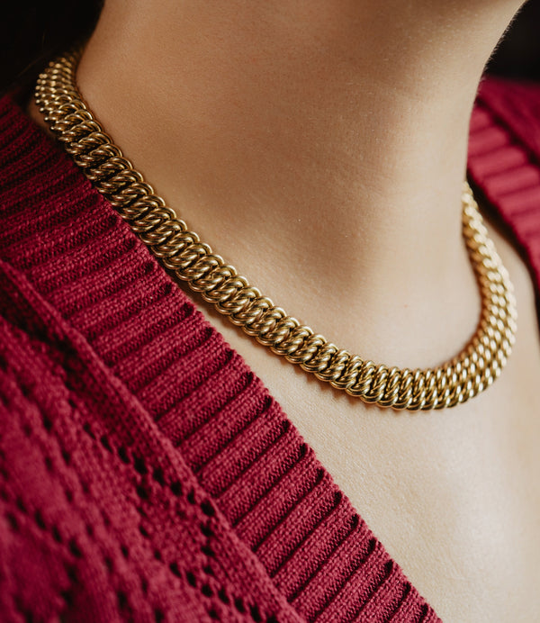 Vintage Knitted 14k Gold Collar Necklace - Pretty Different Shop