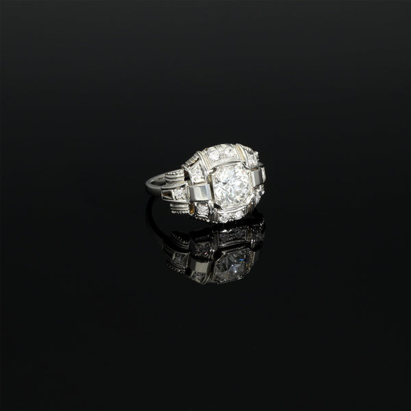 Vintage Art Deco 1 One Carat Diamond Ring, circa 1940s - Pretty Different Shop