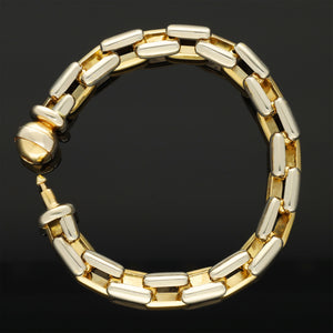 Vintage Unisex 18k Gold Geometric Chain Link Bracelet