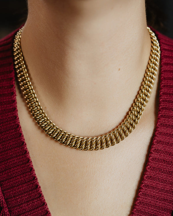 Vintage Knitted 14k Gold Collar Necklace