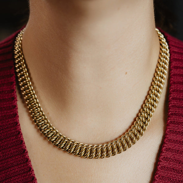 Vintage Knitted 14k Gold Collar Necklace