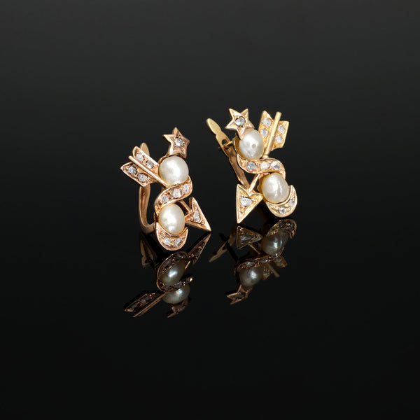 Antique Celestial Rose Cut Diamond Star Earrings - Pretty Different Shop