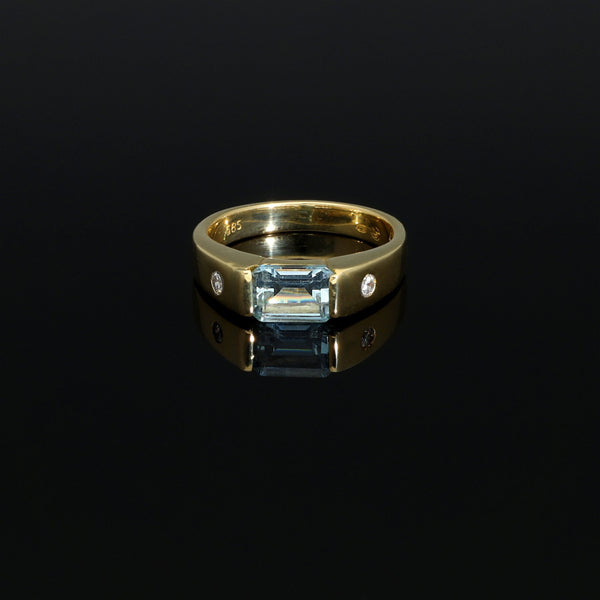 Mid-Century Blue 1.2 CT Aquamarine Pinkie Ring