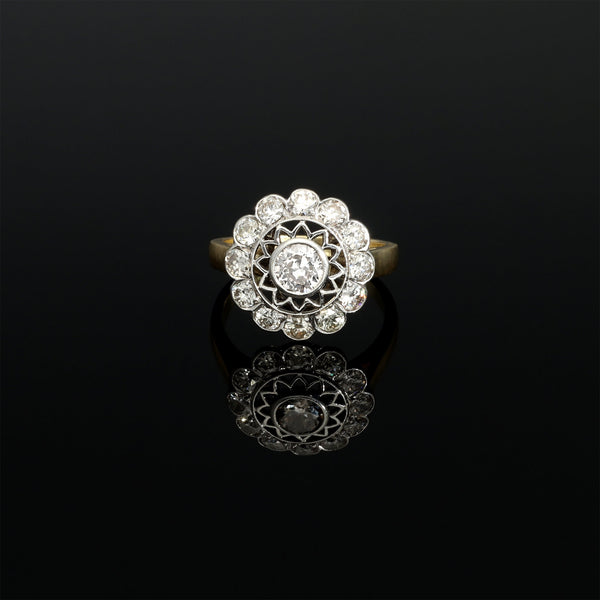 LARGE Antique 1 Carat Diamond Rosette Platinum Ring - Pretty Different Shop