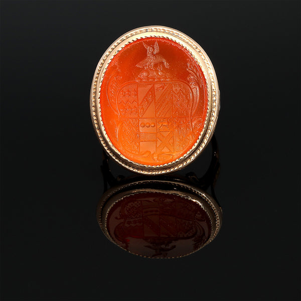 Antique Carnelian Agate Signet Herald Seal Ring - Pretty Different Shop