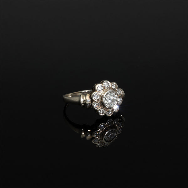 Antique Diamond Cluster Flower Ring - Pretty Different Shop